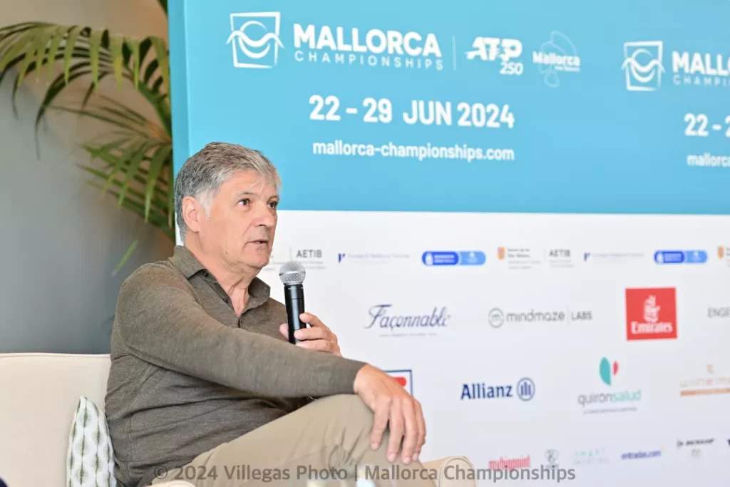 Toni Nadal (Tournament Director) during his speech at the presentation of the 2024 edition of the Mallorca Championships.